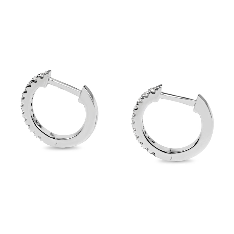 9ct White Gold Fine Diamond Hoop Earrings