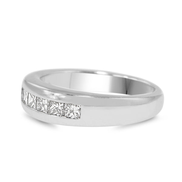 Platinum Thick Channel Set Princess Cut Diamond Band Ring