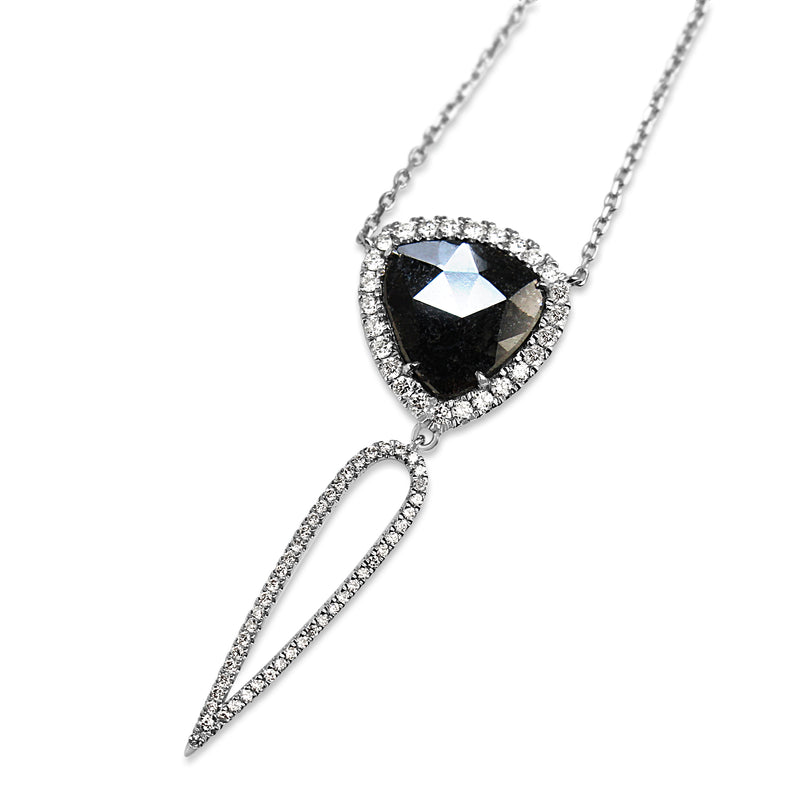 18ct White Gold Salt and Pepper Diamond Slice Necklace