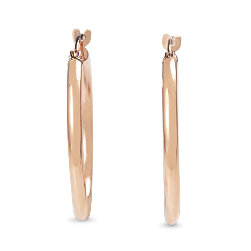 9ct Rose Gold Thin 25mm Hoop Earrings