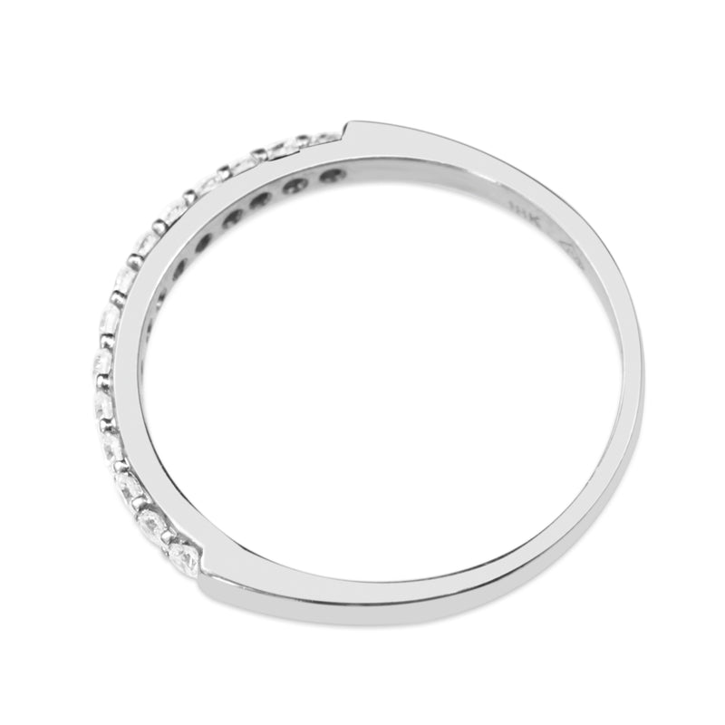18ct White Gold 2mm Diamond Half Hoop Band Ring