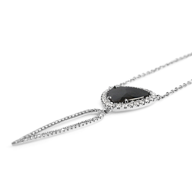 18ct White Gold Salt and Pepper Diamond Slice Necklace