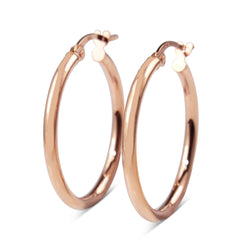 9ct Rose Gold Thin 25mm Hoop Earrings