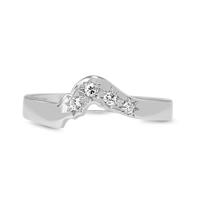 18ct White Gold Curved Diamond Band Ring