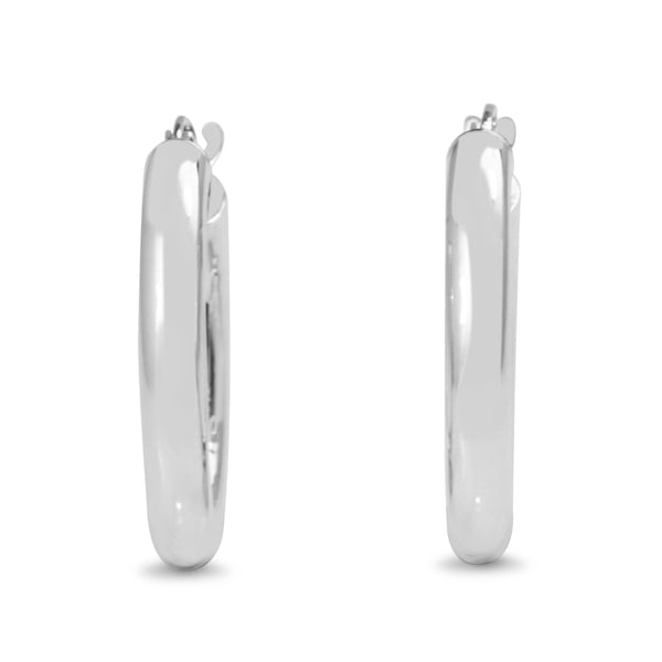 9ct White Gold Thick 21mm Hoop Earrings