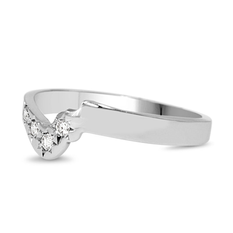 18ct White Gold Curved Diamond Band Ring