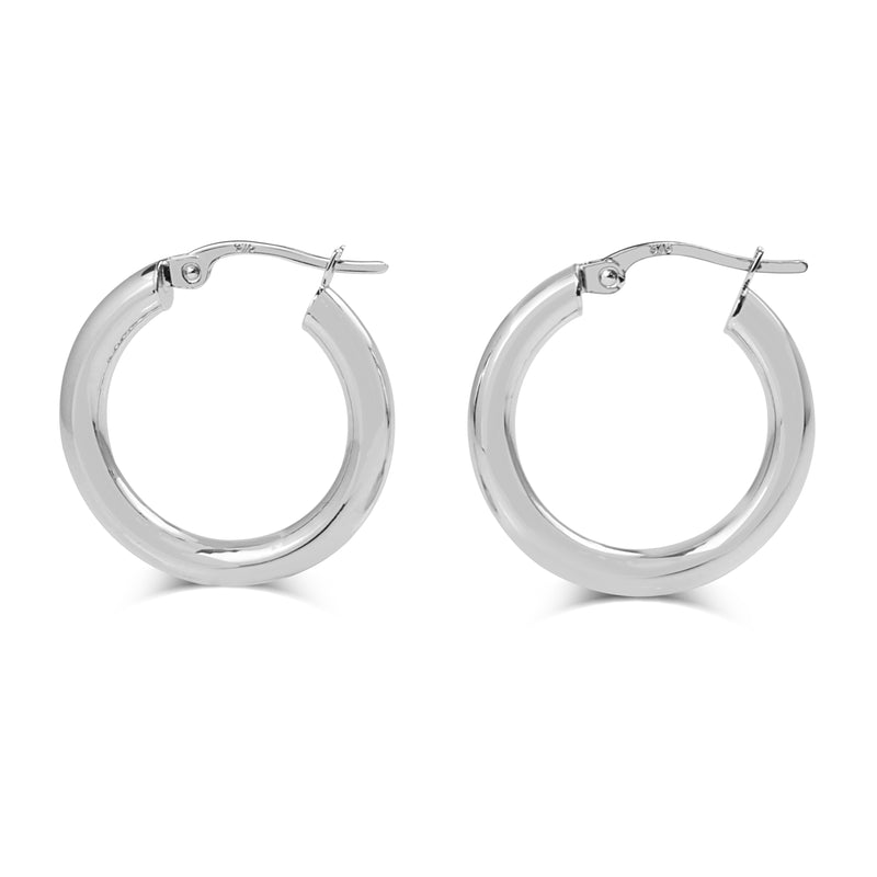 9ct White Gold Thick 21mm Hoop Earrings