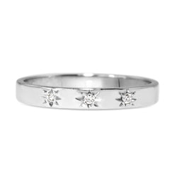 18ct White Gold Star Set Diamond Band Ring