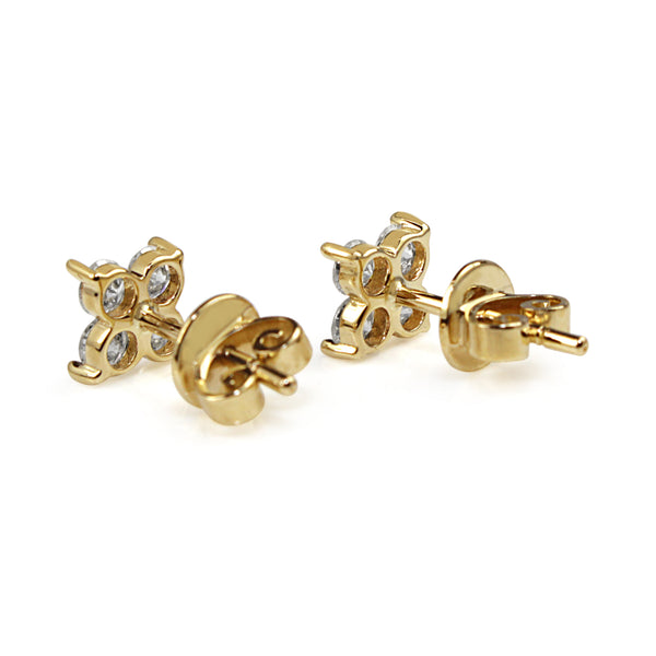 9ct Yellow Gold Fine Clover Diamond Stud Earrings