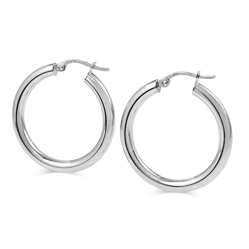 9ct White Gold Thick 27mm Hoop Earrings
