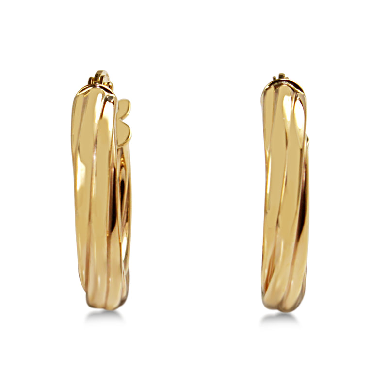 9ct Yellow Gold 16mm Twist Hoop Earrings