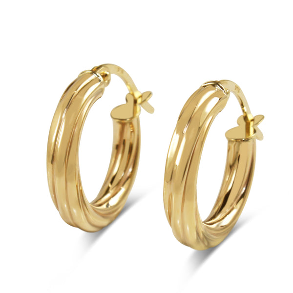 9ct Yellow Gold 16mm Twist Hoop Earrings