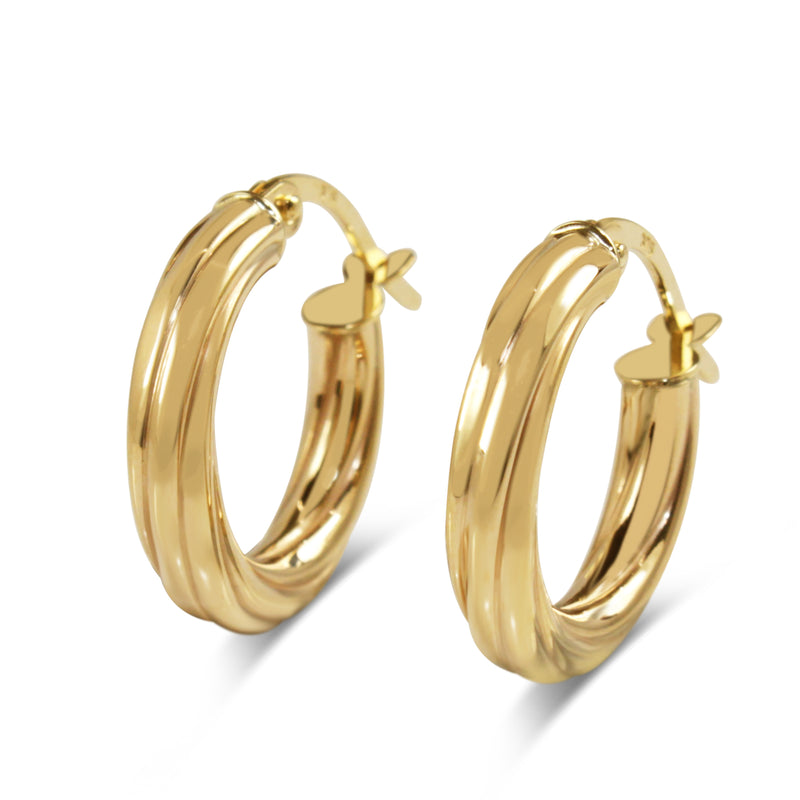 9ct Yellow Gold 16mm Twist Hoop Earrings