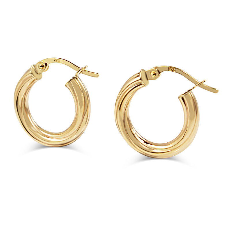 9ct Yellow Gold 16mm Twist Hoop Earrings