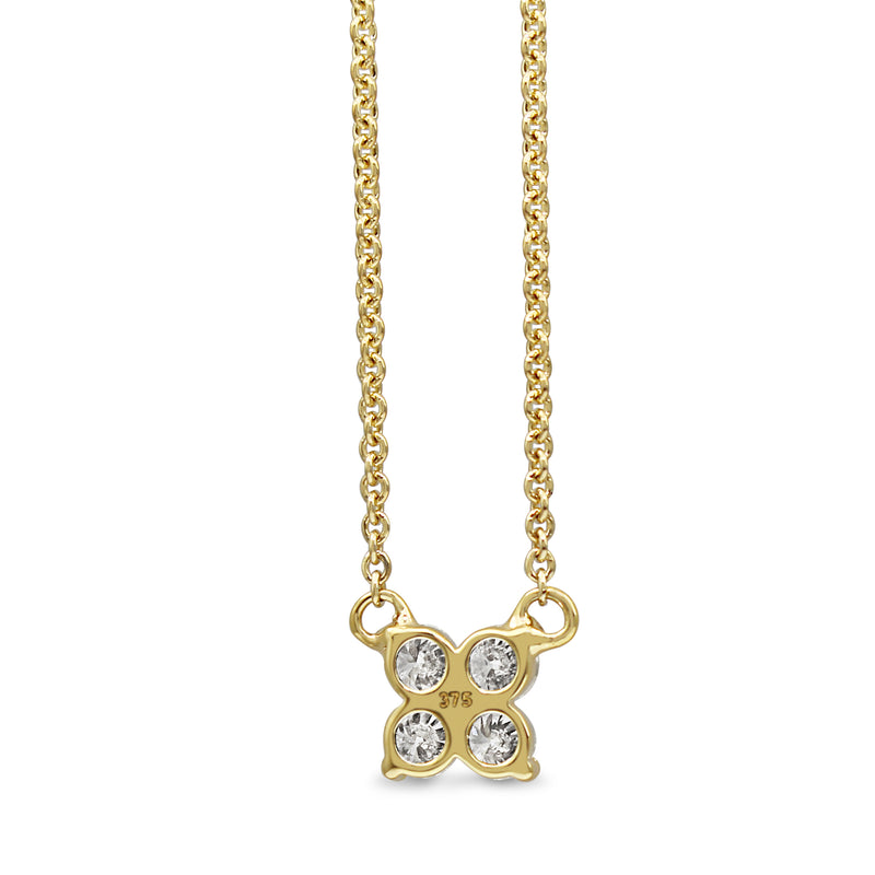 9ct Yellow Gold 'Clover' Style Diamond Necklace