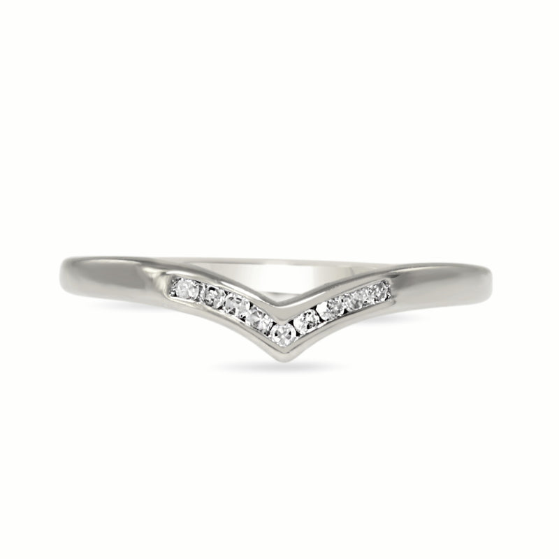 9ct White Gold Diamond 'V' Shaped Ring