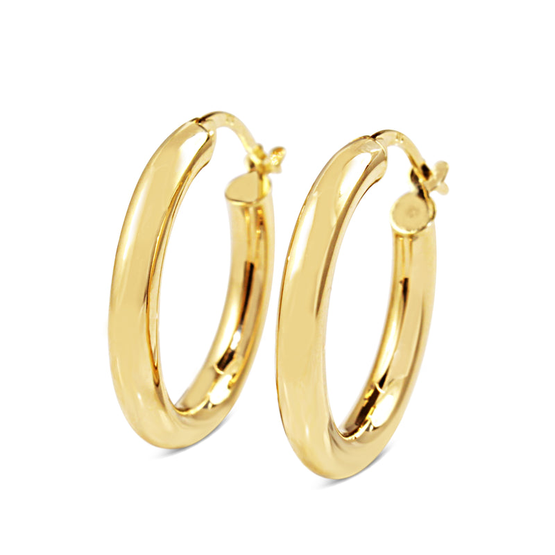 9ct Yellow Gold 21mm Thick Hoop Earrings