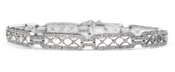 14ct White Gold Deco Style Single Cut Diamond Bracelet