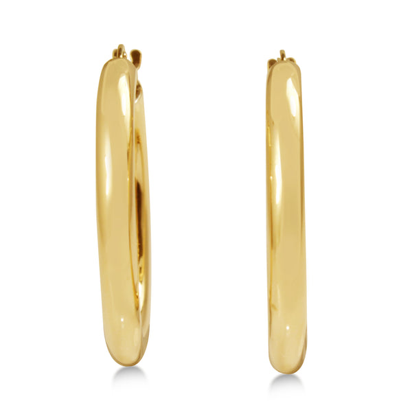 9ct Yellow Gold Thick 26mm Hoop Earrings