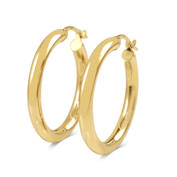 9ct Yellow Gold Thick 26mm Hoop Earrings