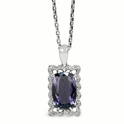 18ct White Gold Tanzanite and Diamond Necklace