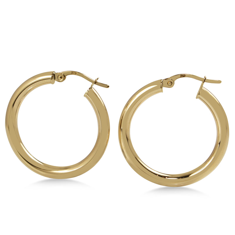 9ct Yellow Gold Thick 27mm Hoop Earrings