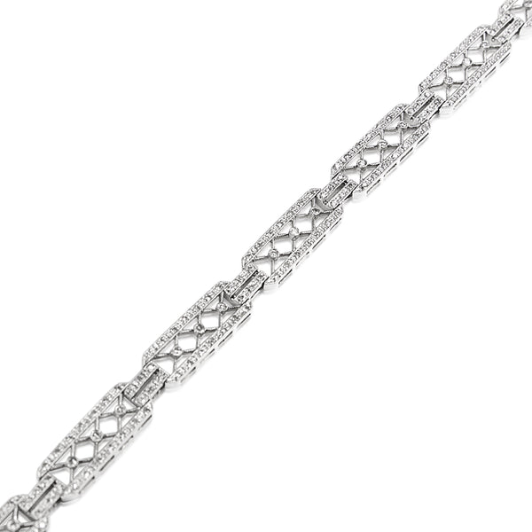 14ct White Gold Deco Style Single Cut Diamond Bracelet