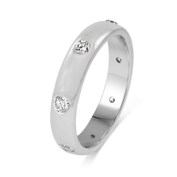Platinum Rubbed in Diamond Set Band Ring