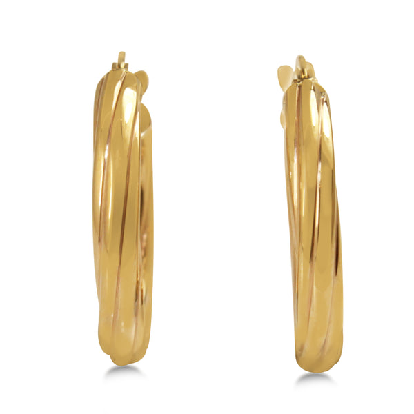 9ct Yellow Gold Thick Twist 21mm Hoop Earrings