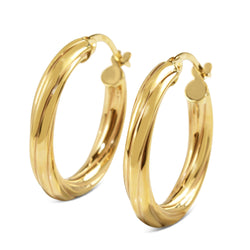 9ct Yellow Gold Thick Twist 21mm Hoop Earrings