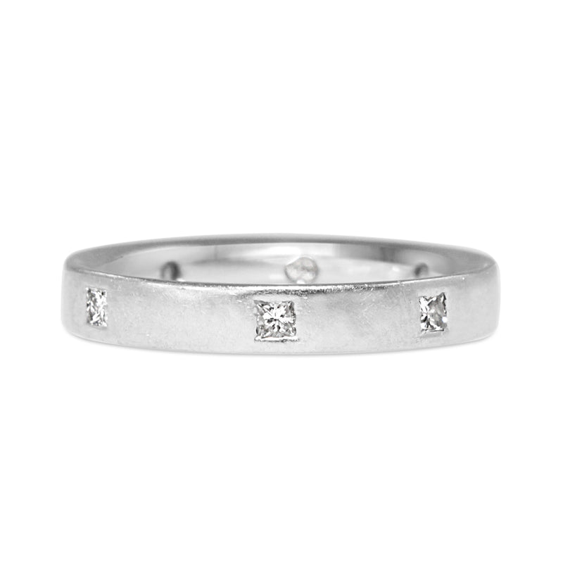 Platinum Rubbed in Princess Cut Diamond Band Ring