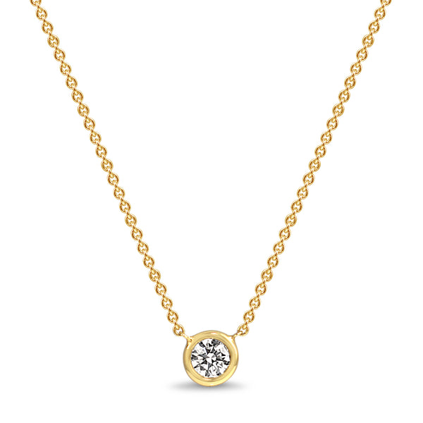 18ct Yellow Gold Bezel Diamond Solitaire Necklace