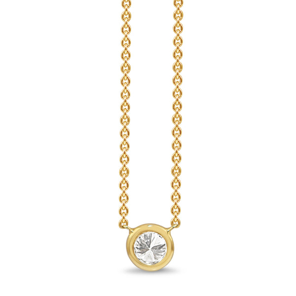 18ct Yellow Gold Bezel Diamond Solitaire Necklace