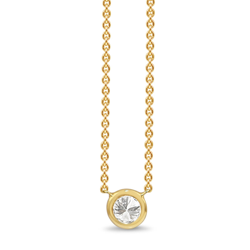 18ct Yellow Gold Bezel Diamond Solitaire Necklace