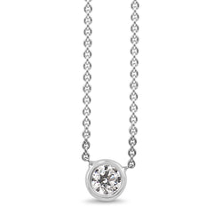 18ct White Gold Bezel Diamond Solitaire Necklace