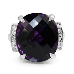 18ct White Gold Amethyst and Diamond Cocktail Ring