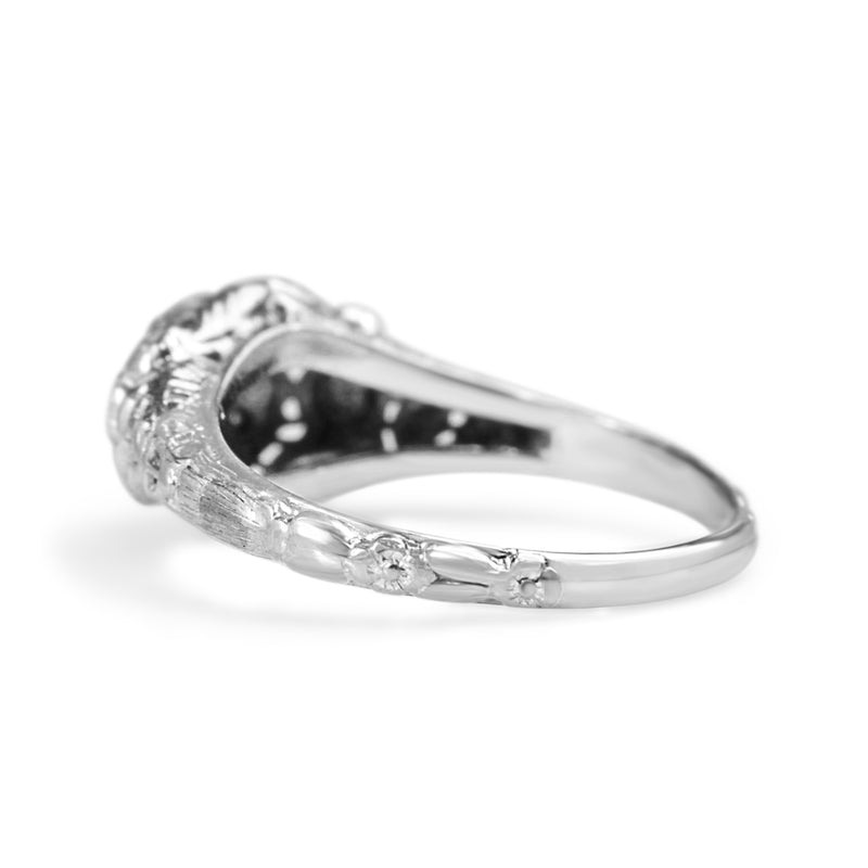 10ct White Gold Deco Single Cut Diamond Ring