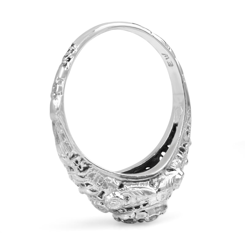 10ct White Gold Deco Single Cut Diamond Ring