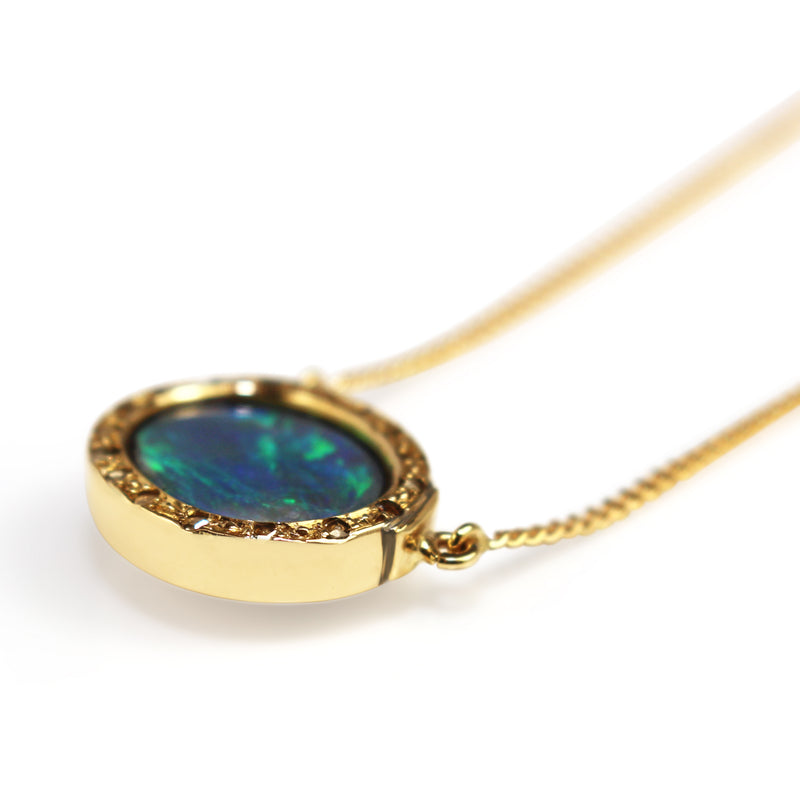 9ct Yellow Gold Opal and Rose Cut Diamond Necklace