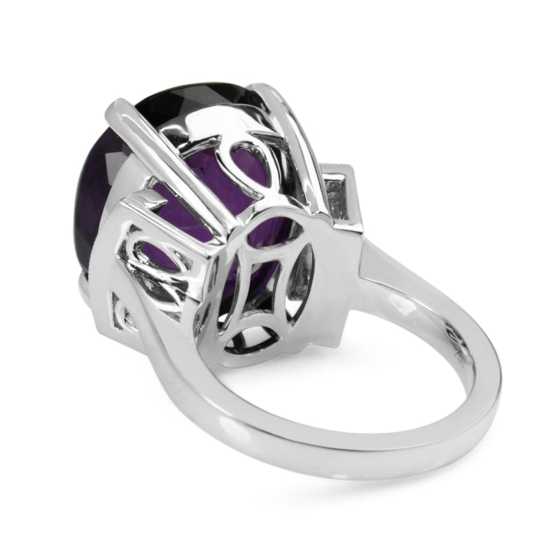 18ct White Gold Amethyst and Diamond Cocktail Ring
