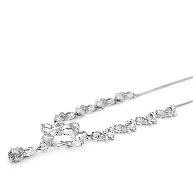 18ct White Gold Vintage Diamond Drop Necklace