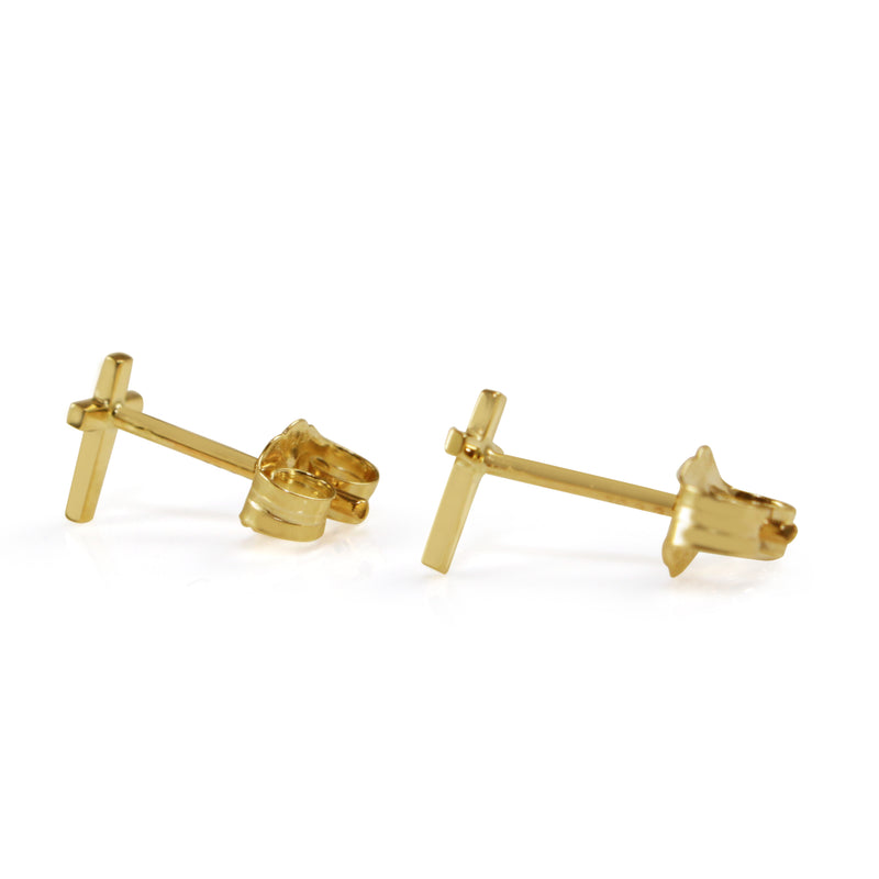 9ct Yellow Gold Small Cross Stud Earrings