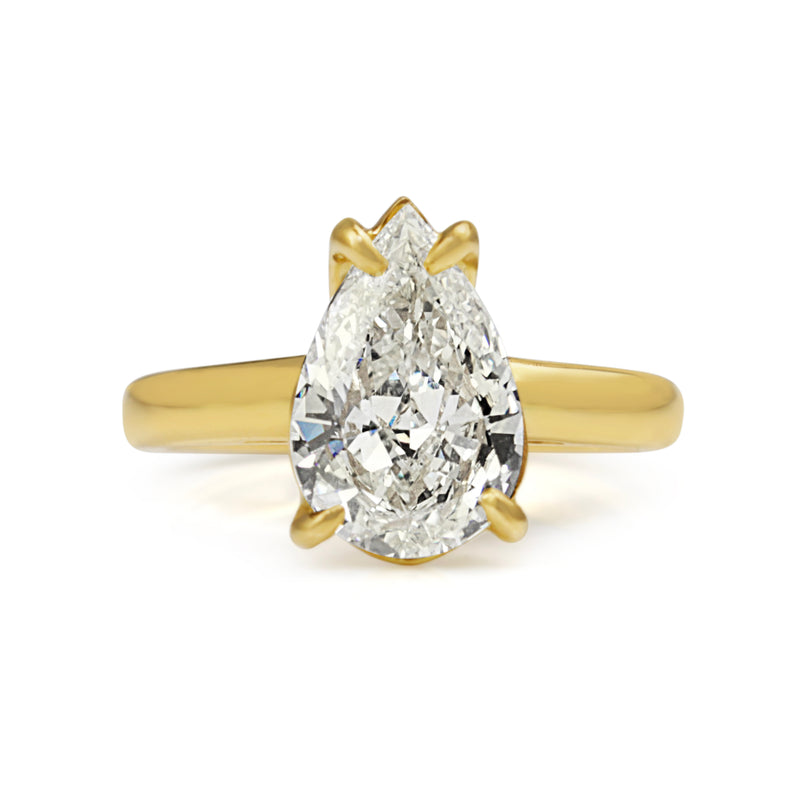 18ct Yellow Gold 2.02ct Pear Diamond Solitaire Ring