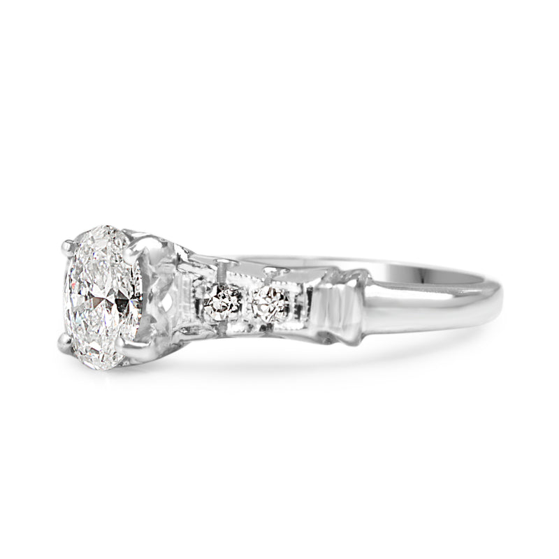 Platinum Oval Solitaire Diamond Ring