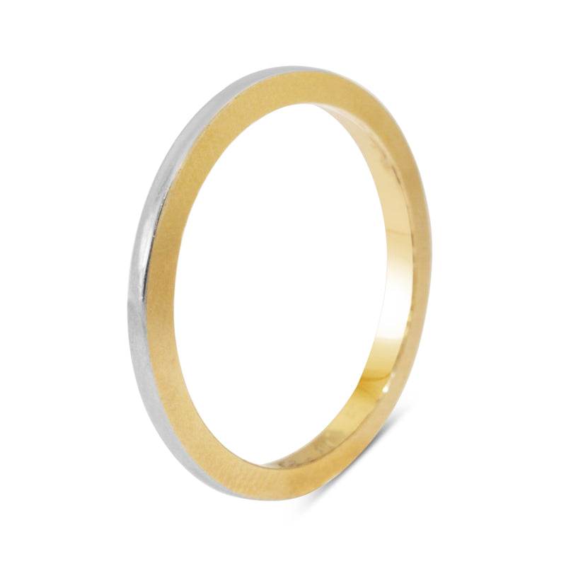 18ct Yellow and White Gold Engraved Vintage Band Ring