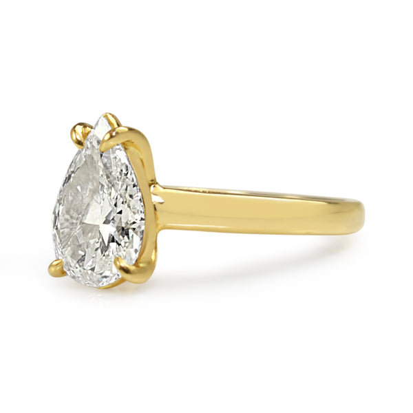 18ct Yellow Gold 2.02ct Pear Diamond Solitaire Ring