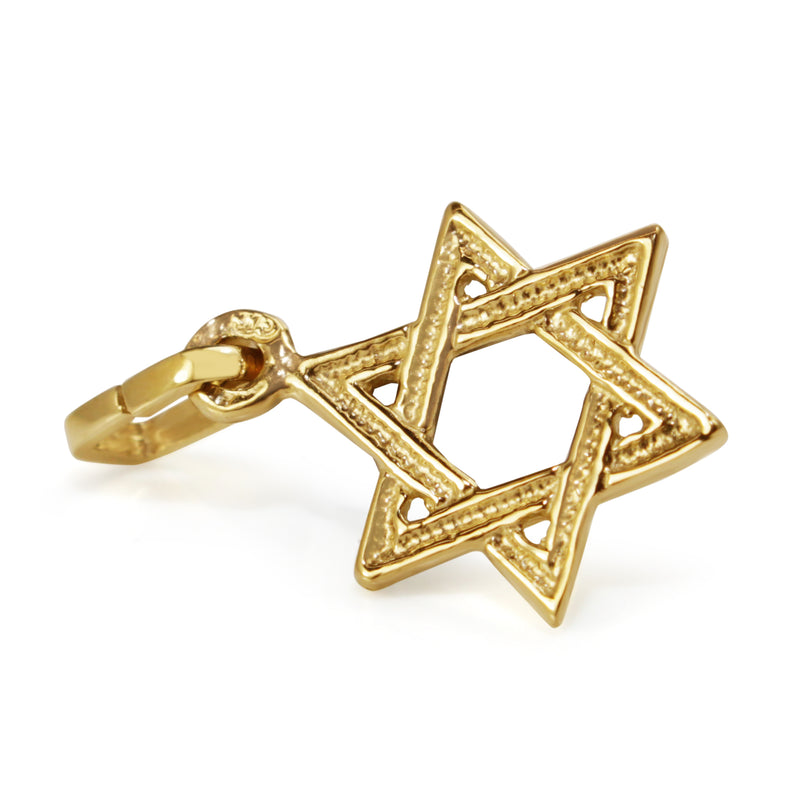 9ct Yellow Gold Star Of David Charm Pendant