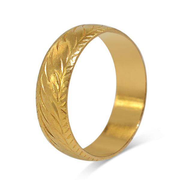 22ct Yellow Gold Vintage Engraved Band Ring