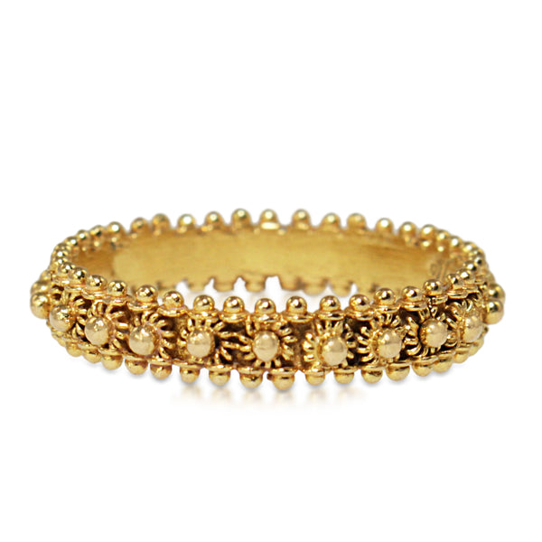 18ct Yellow Gold Beaded Sun Band Ring