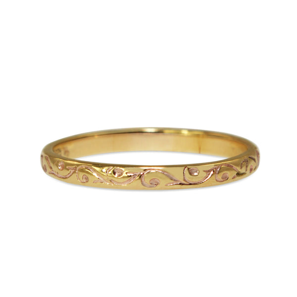 9ct Yellow Gold 2.2mm Engraved Band Ring